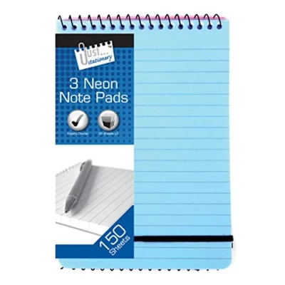 Image of Just stationery 128x176mm Neon PP Cover Notebook (Pack of 3), 6099
