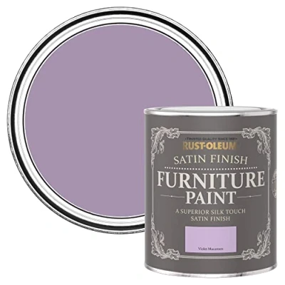 Image of Rust Oleum Purple Furniture Paint in Satin Finish Violet Macaroon 750ml