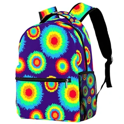 Image of Tie Dye Purple Laptop Bags School Backpacks Bookbags Casual for Travel Students Work
