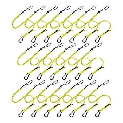 Image of BearTOOLS Tool Lanyard with Buckle Strap Clip Bungee Cord Heavy Duty Screw Locking Carabiner Fall Protection and Safety Adjustable Loop End Tether Construction 20 Pack (Yellow 09220YS)