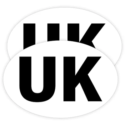 Image of Pack of 2 UK Number Plate Sticker Oval Self Adhesive (180 x 133 mm) Waterproof Car Stickers for Europe Packwith®