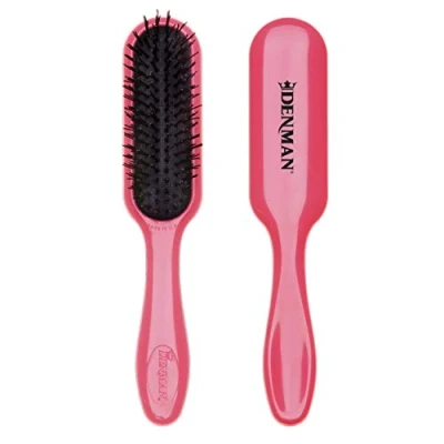Image of Denman Tangle Tamer Mini (Pink) Detangling Brush For Curly Hair And Black Natural use with both Wet &amp; Dry Hair, D90