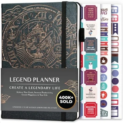 Image of Legend Planner Weekly &amp; Monthly Life to Hit Your Goals Live Happier. Organizer Notebook Productivity Journal. A5 (Mystic Gray)