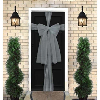 Image of Davies Products Ltd Silver Organza Christmas Front Door Bow Kit 9M