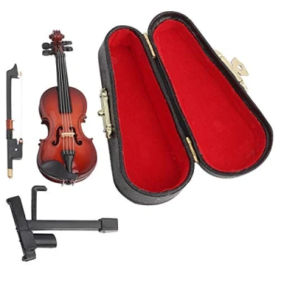 Image of Miniature Violon, Case Dollhouse Accessories Mini Musical Instrument Decor Gift Violin Model with Stand