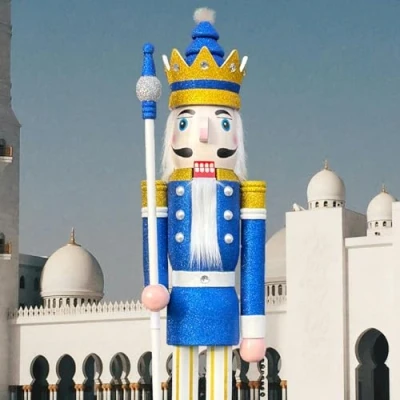 Image of CDL 6 Feet Large Blue Glitter Wooden Christmas Nutcracker Figure King Home Church Decoration K33