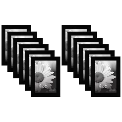 Image of Americanflat 6x4 Photo Frames Set of 12 Gallery Wall Picture Frame in Black Engineered Wood with Polished Plexiglass Horizontal and Vertical Formats for Tabletop