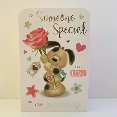 Image of Jonny Javelin Someone Special Birthday Card Dog Pink Rose