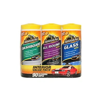 Image of Armor All Car Interior Cleaning Wipes Pack for Dashboard, Glass &amp; Around Interior, Set of 3 x 30 (90 Total Wipes)