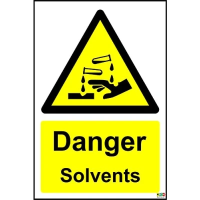 Image of Danger solvents Sign Self Adhesive Sticker 300mm x 200mm
