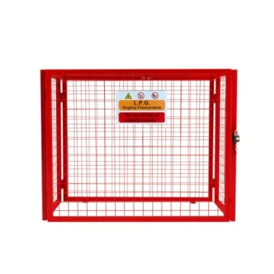 Image of Gas Bottle Cage 92cm x 110cm 50cm Collapsible Red Mesh Secure Lockable Storage Powder Coated Galvanised Steel 3mm Wire Thickness 3 19kg Cylinder Bottles FREE Warning Sign Padlock &amp; Keys