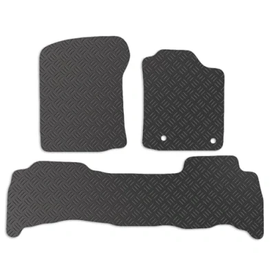 Image of Carsio Rubber Car Mats For Toyota Landcruiser (full set) 2020+ Onwards Tailored Fit Floor Mat Set Complete Accessory Black Custom Fitted All Weather &amp; Heavy Duty, Anti Slip Backing with Clips