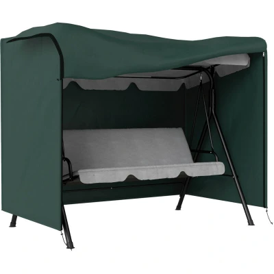 Image of Outsunny 3 Seater 600D Oxford Patio Swing Chair Cover Outdoor Garden Furniture Rain Protection Protector Waterproof Anti UV, 205 x 124 164cm, Deep Green