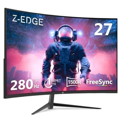 Image of Z Edge 27 Inch Curved Gaming Monitor 240Hz 1ms MPRT Full HD 16:9 Screen 350cd/m² Brightness, Ultra Thin Bezel, FreeSync, HDMI 2.0 &amp; DisplayPort 1.2, Black
