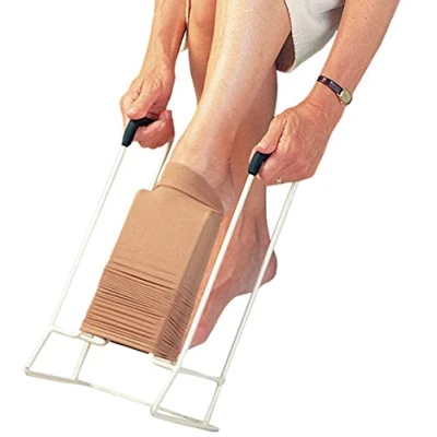 Image of HOMECRAFT Stocking Donner, Popular Design Features Foam Handles for Easy Grip &amp; Smooth Baked Epoxy Finish No Snags, Adaptive Dressing Aid Makes Applying Socks Compression Stockings Simple