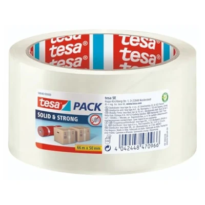 Image of tesapack Solid &amp; Strong Easy to Unroll Packaging Tape/Packaging Tape for Secure Sealing of Packages. Available in: Transparent and Brown.