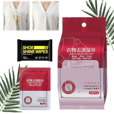 Image of NNBWLMAEE Stain Removal Wet Wipes, Portable Emergency Clothes Clothing Remover Wipes (1PC)