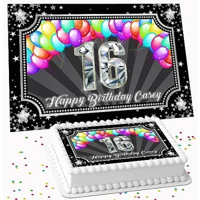 Image of HAPPY BIRTHDAY RECTANGLE/SQUARE PERSONALISED ICING EDIBLE COSTCO CAKE TOPPER DECORATION R1 772 A4