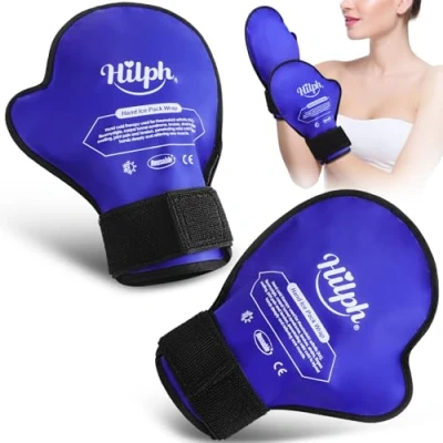 Image of Hilph Hand Ice Pack Gloves for Hands Injuries 2 Pack, Cold Chemotherapy Neuropathy Reusable Arthritis, Carpal Tunnel, Swelling, Finger Pain Relief Blue