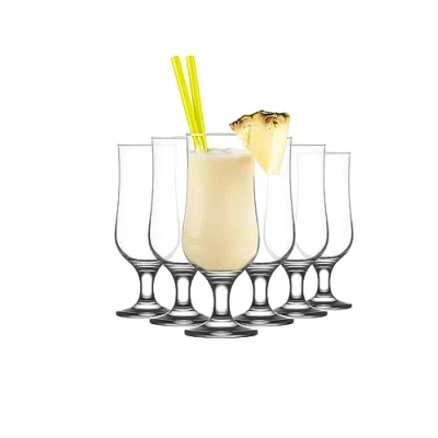 Image of lav Hurricane Glasses Set of 6 Pina Colada Cocktail 13 Oz Great Choice for Tropical Drinks &amp; Beers and Juice Lead Free Clear Tulip Drinking Cups Father&#039;s Day Gift