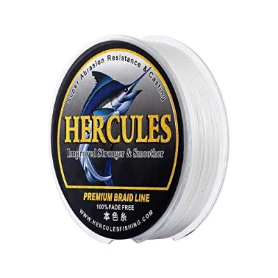 Image of HERCULES Braided Fishing Line, Not Fade, 328 Yards PE Lines, 8 Strands Multifilament Fish 40lb Test for Saltwater and Freshwater, Abrasion Resistant, White, 40lb, 300m