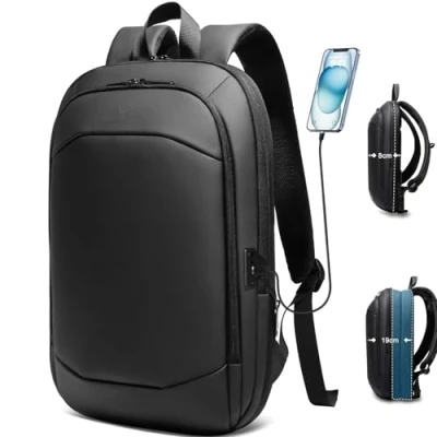 Image of HEROIC KNIGHT Laptop Backpack 17.3 Inch Expandable Rucksack Waterproof Lightweight Travel Anti Theft Business Work Bag For Sport Office Black