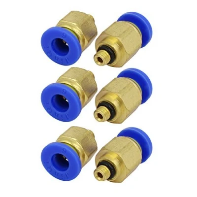 Image of 6 x mm tube to 1/16 BSP thread push in quick connect coupler fittings PC6 M5