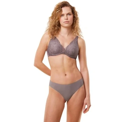 Image of Triumph Womens Body Make Up Illusion Lace High Apex Bra Grey Polyamide Size 38DD