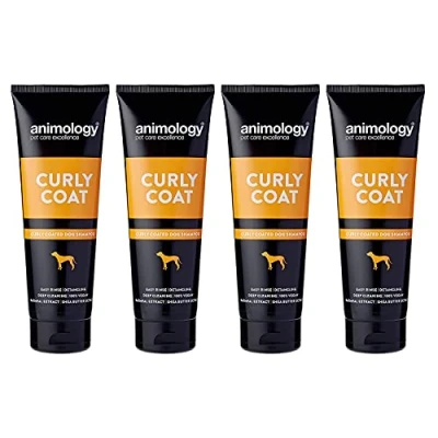 Image of Animology Curly Coat Dog Shampoo Easy Rinse Formula For Deep Cleaning and Detangling Oatmeal Extract Shea Butter Vegan Suitable All Types 250 ml Pack of 4