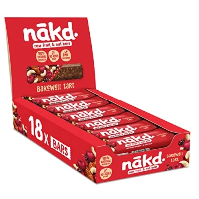 Image of Nakd Bakewell Tart Natural Fruit &amp; Nut bars Vegan Healthy Snack Gluten Free 35g x 18