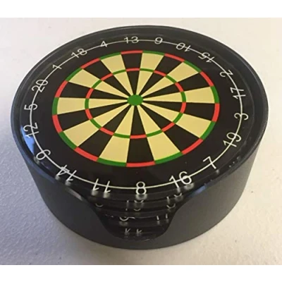 Image of Fantastic Set of 6 Dartboard Glass Drink Coasters Darts New &amp; Boxed
