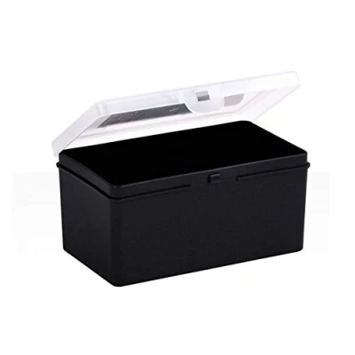 Image of Wham 1.02 14.5cm Non Compartmental Plastic Organiser Deep Storage Box Case Recycled Black/Clear