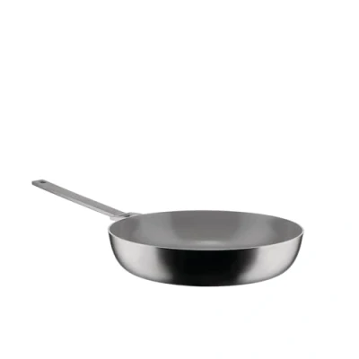 Image of Alessi Convivio DC114/28 Deep Design Frying Pan in Multiply, Suitable for Induction, 8/10 Stainless Steel with PVD and Magnetic Bottom, Ceramic Non Stick Interior, Mat