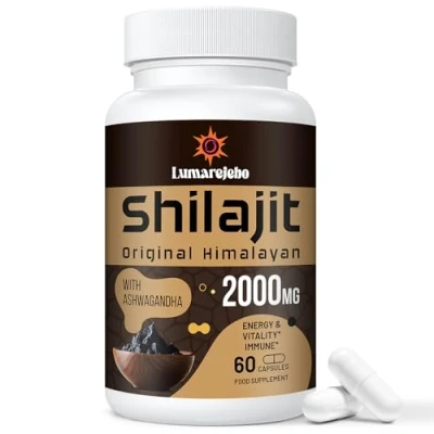 Image of Shilajit Capsules 2000mg per Serving, Pure High Strength with Ashwagandha, Original from Himalayan 60% Fulvic Acid and 85+ Minerals, Natural Energy Boost, 60 Count (Pack of 1)