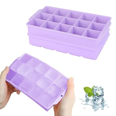 Image of JOPHEK Ice Cube Tray, Pack of 2, 30 Compartments Silicone Large Square Cubes, 3.5 cm for Cocktails, Whisky, Wine, Fruit, Fruit Purees, Cream, Iced Tea