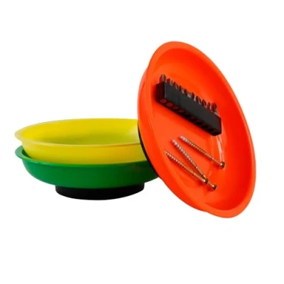 Image of Streetwize High Visibility Magnetic Parts Trays (3 Pack) Durable ABS Plastic with Strong Base, 150mm Diameter, Tray for Screws, Nuts, Bolts SWMPT