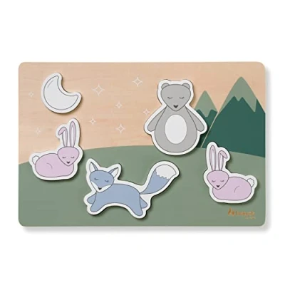 Image of hauck Wooden Jigsaw Puzzle Baby N Fit 1+ Years FSC® Certified Educational Animal (Forest)