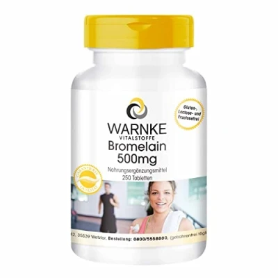 Image of Bromelain 500mg, Natural Pineapple Enzyme, Vegan, 100 Tablets Warnke Vitalstoffe German Pharmacy Quality