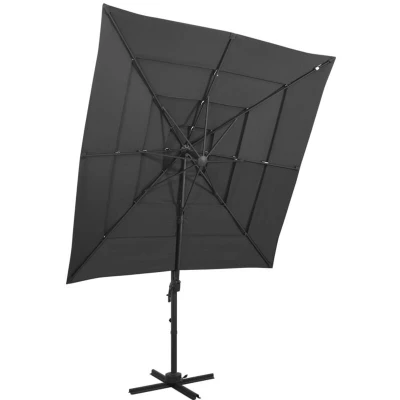 Image of vidaXL 4 Tier Garden Parasol with Aluminium Pole Anthracite 250x250 cm