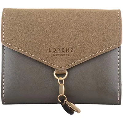 Image of Womens Faux Leather Tri Fold Money/Coin/Credit Card Purse/Holder Dark Green