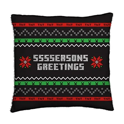 Image of Minecraft Christmas Square Cushion Pillow Greetings Design Officially Licensed Reversible 2 Sided