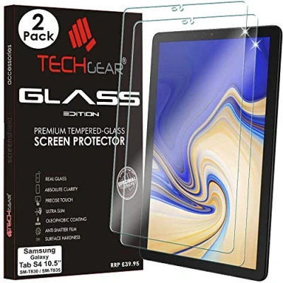 Image of TECHGEAR [2 Pack] Screen Protector fits Samsung Galaxy Tab S4 10.5 Inch (SM T830 / SM T835) Glass Edition Genuine Tempered Guard Cover Compatible with 10.5&quot;
