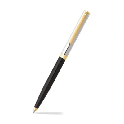 Image of Sheaffer Sagaris Chrome Cap/Gold Tone Trim Ballpoint Pen Black Barrel