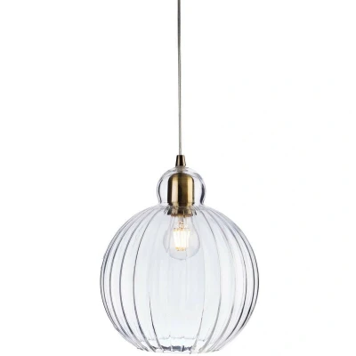 Image of Victory 1 Light Globe Ceiling Pendant Antique Brass, Clear Glass, E27
