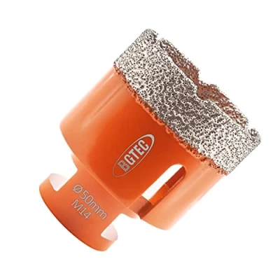 Image of BGTEC Diamond Drill Bit Tile Hole Saw 50mm with M14 Thread for Porcelain Ceramic Granite Marble Masonry Stone Vacuum Brazed 60mm Length