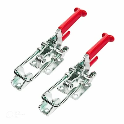 Image of POWERTEC 2PK Toggle Clamp, 2000 lbs Holding Capacity, 40341 Self Lock U Bolt Adjustable Latch w/Antislip Hand Grip for Woodworking Jigs &amp; Fixtures, Smoker, Tire Carrier, Tool Box, Cabinet (20340)