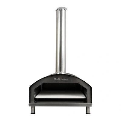 Image of Statesman SKPO0W13SS Tabletop Wood Fire Pizza Oven with 13&quot; Stone, Perfect for Pizzas, Smoked Meat, Fish &amp; Vegetables, Pellet Fuelled Oven, Shovel Cover Included