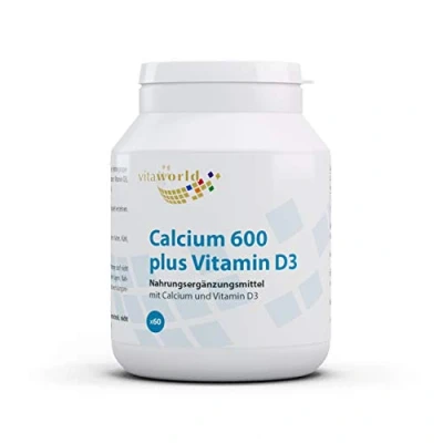 Image of Vita World 3 Pack Calcium 600Mg + Vitamin D3 x 60 Tablets Made in Germany