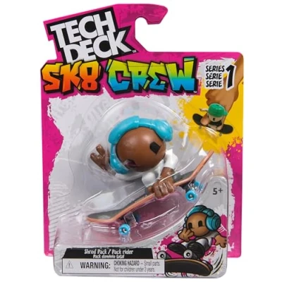Image of Tech Deck Sk8 Crew, Exclusive Fingerboard with Assistive Figure, Collectible and Customisable Mini Skateboards, Kids’ Toys for Ages 5 up (Styles May Vary)