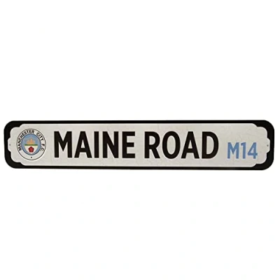 Image of Manchester City F.C. FC Deluxe Stadium Street Sign, White, Navy and Black, 65cm x 12cm 0.5cm